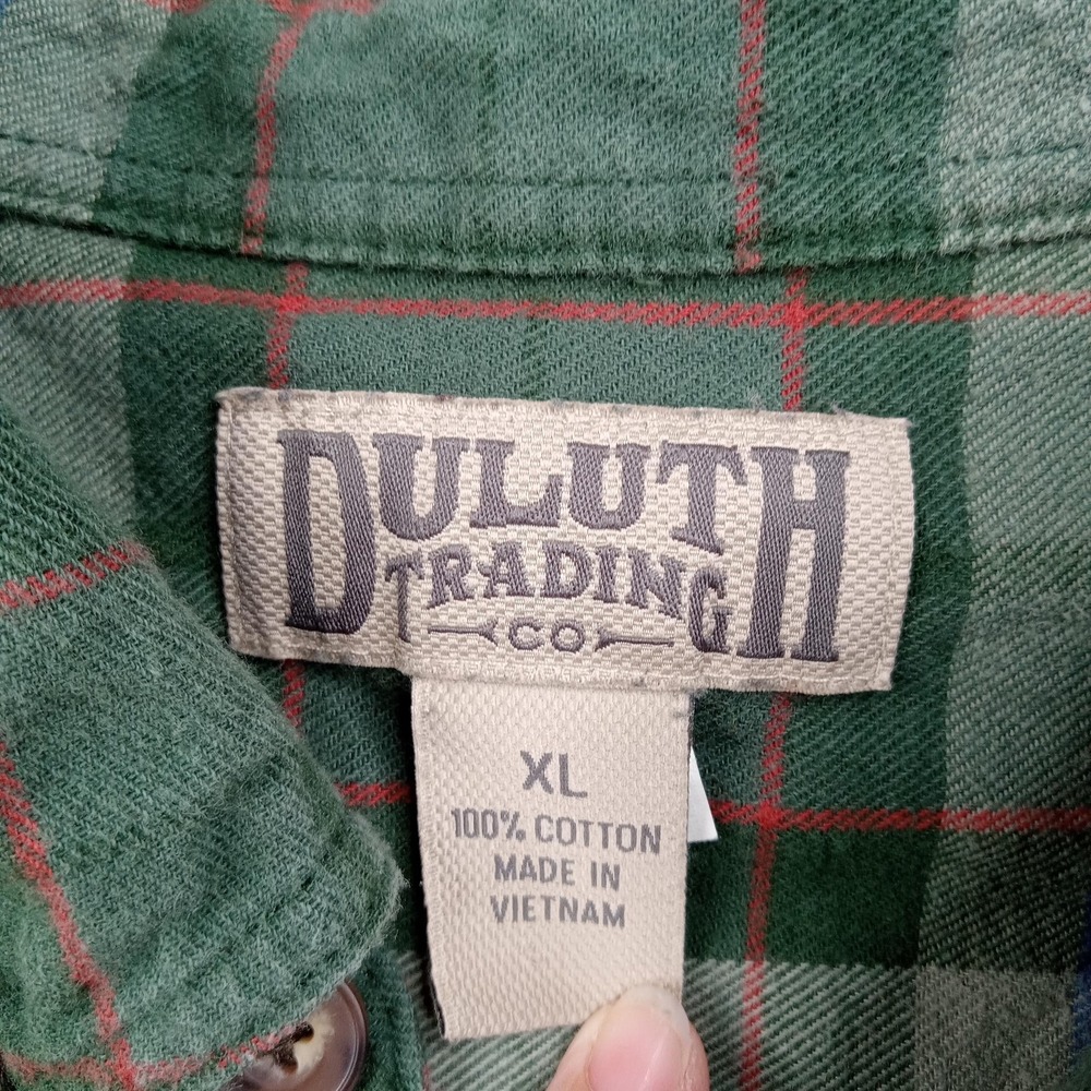 Duluth Trading Shirt Mens XL Green Plaid Flannel Button Front Long Sleeve Casual - Picture 2 of 7
